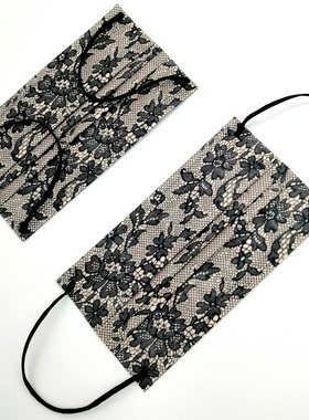 经典蕾丝口罩女复古印花高级彩色小众一次性三层防护独立包装时尚