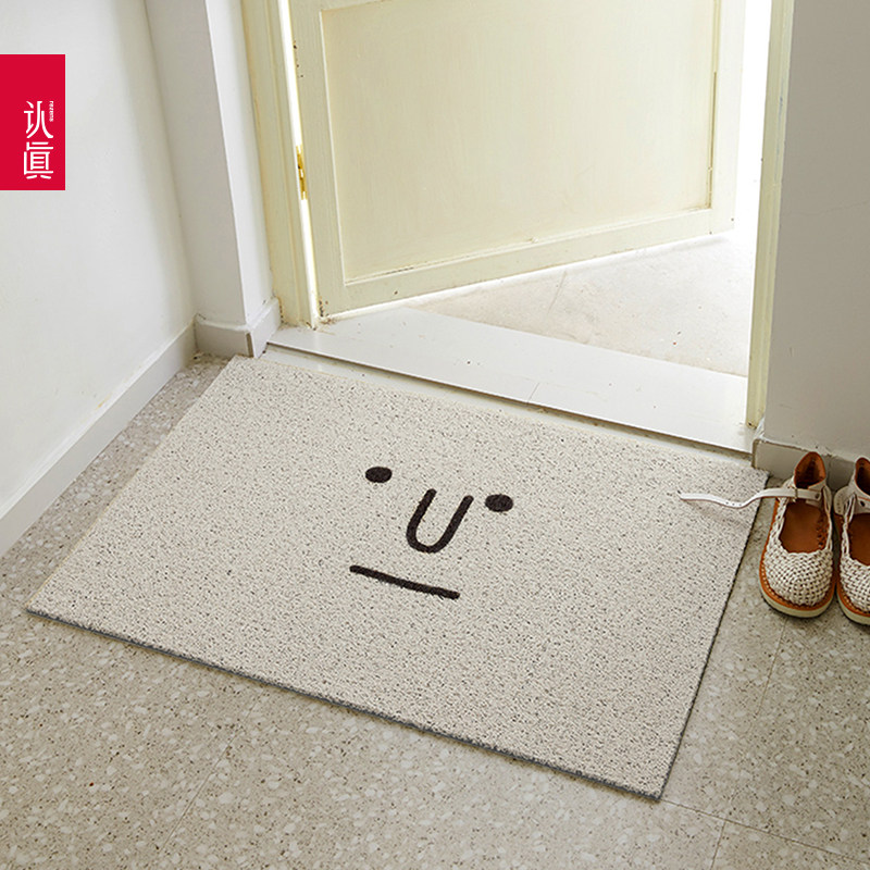 【入户】认真吸尘防污丝圈地垫 玄关门可裁剪脚垫 可爱表情 - 淘宝联盟商品