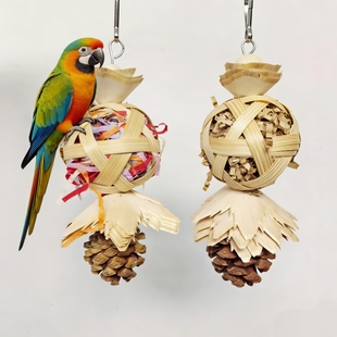 鹦鹉啃咬玩具木花拉菲草撕扯碰坏磨嘴益智互动松果虎皮牡丹旋凤