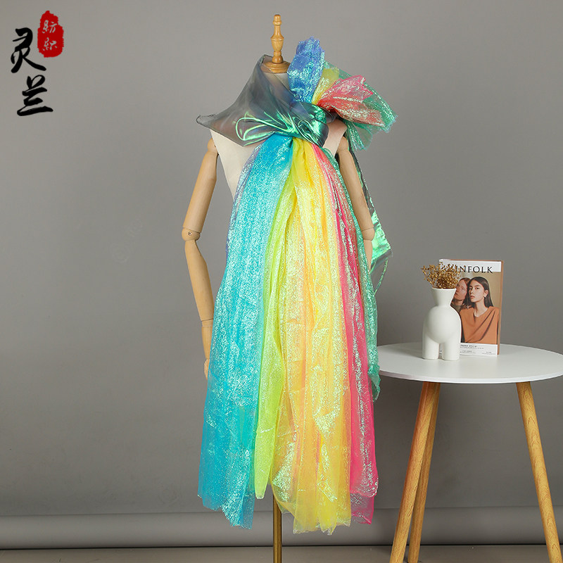 皱七彩纱 七彩皱纱 皱彩云纱焕彩装饰纱 演出服窗帘 婚庆布料面料