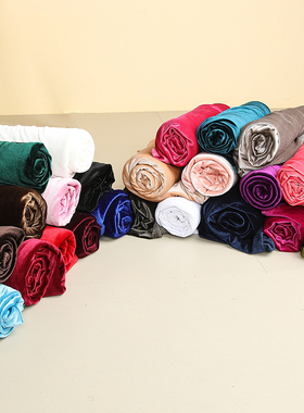 高品质韩国丝绒 韩国绒面料纯色弹力 高档金丝绒布料 旗袍