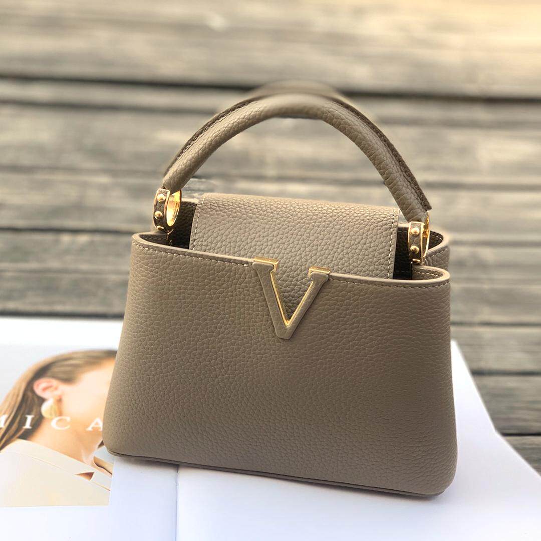 新款头层牛皮V字轻奢bb手提高级感女包时尚百搭拎包单肩斜挎包包