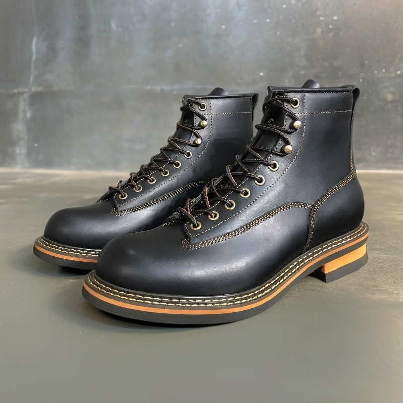 复古马丁靴男冬季高帮工装靴头层牛皮美式复古机车靴手工黑色皮靴,流行男鞋,马丁靴,淘宝优惠券,粉丝福利购,淘宝优惠卷