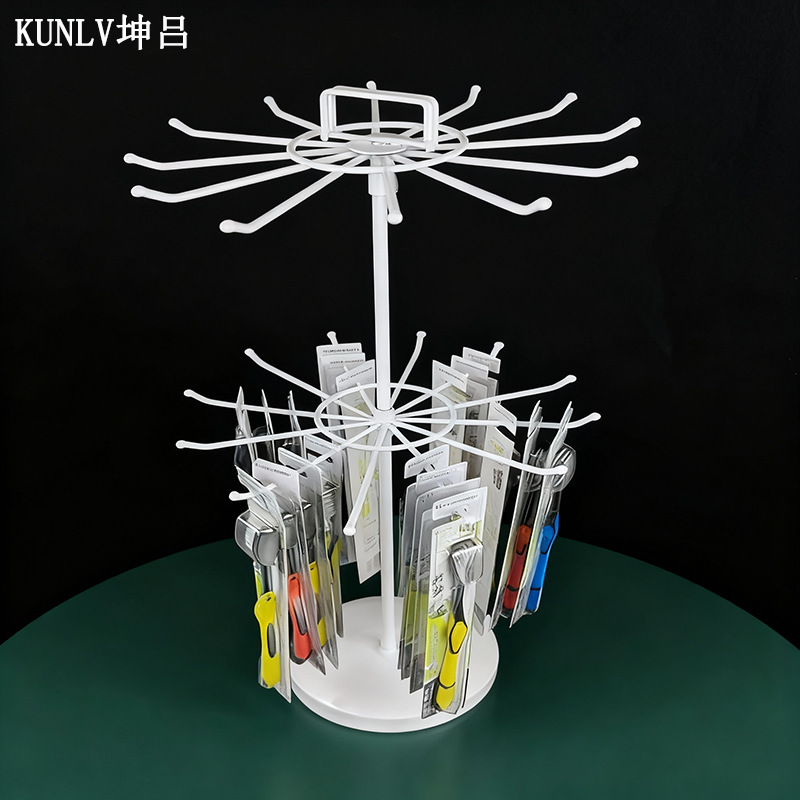 两层铁艺旋转架桌面收纳挂架口红