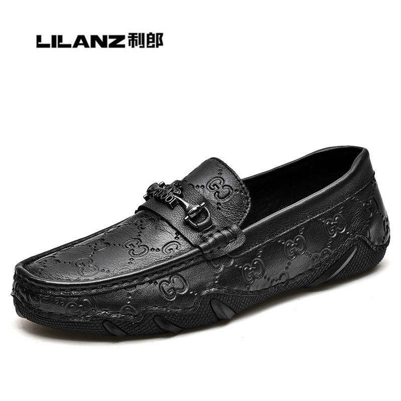 利郎夏季新款透气男士豆豆鞋商务百搭休闲皮鞋舒适轻便软底懒人鞋