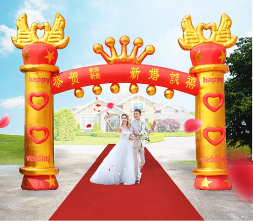 婚庆拱门新款结婚充气彩虹门开业气模6/8米金色皇冠凯旋门庆典 - 封面
