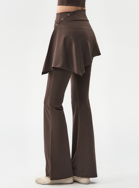 新款瑜伽长裤女秋冬真两件普拉提训练服健身裤子屁帘微喇运动裤裙