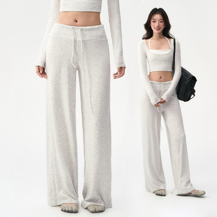 秋冬瑜伽长裤女宽松跑步直筒裤普拉提训练服套装运动健身阔腿裤子
