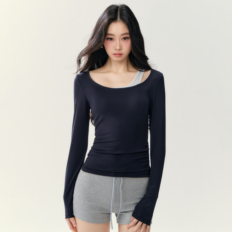 瑜伽服长袖女秋冬修身假两件户外跑步骑行运动上衣莫代尔健身T恤,运动/瑜伽/健身/球迷用品,瑜伽t恤,淘宝优惠券,粉丝福利购,淘宝优惠卷