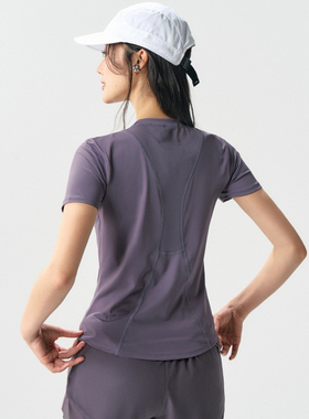 运动上衣女宽松透气速干跑步训练普拉提训练服套装健身瑜伽服短袖
