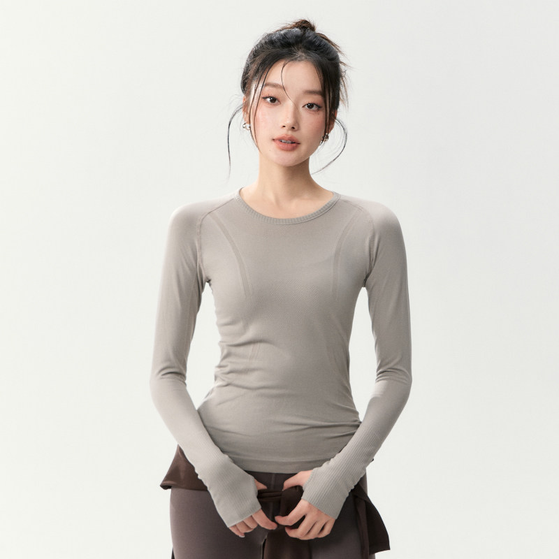 圆领速干健身上衣女修身普拉提训练服套装跑步运动t恤瑜伽长袖冬,运动服/休闲服装,健身衣,淘宝优惠券,粉丝福利购,淘宝优惠卷