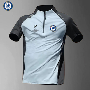 薄款 夏季 半拉链T恤男 球衣速干透气足球运动短袖 25切尔西皇马同款