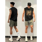 美式 T恤潮牌 休闲运动痞帅宽松简约无袖 坎肩背心男生2025新款 夏季