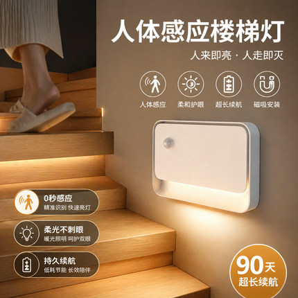 智能联动感应地脚灯3600毫安充电感应光控磁吸走廊过道卫生间夜灯