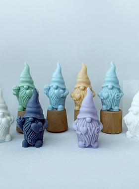 情人节无脸老人抱心，拿花香薰石膏蜡烛手工制作硅胶模具9046