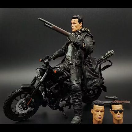 终结者手办T800 未来战士2阿诺可动人偶 合金摩托车玩具模型周边