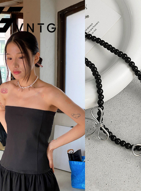 可爱百搭蝴蝶结日韩气质串珠项链