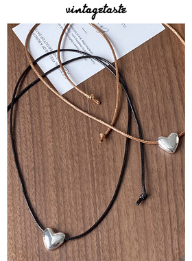 爱心抽绳设计小众项链
