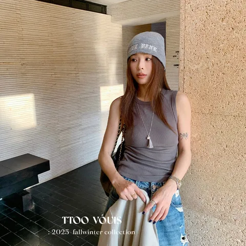 TTOOVOUIS薄打底基础款棉背心罗纹女弹力圆领宽肩带5164新款初秋