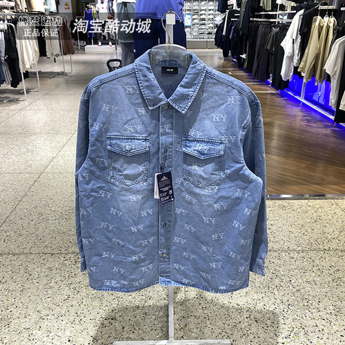 MLB情侣牛仔外套男女装长袖衬衫