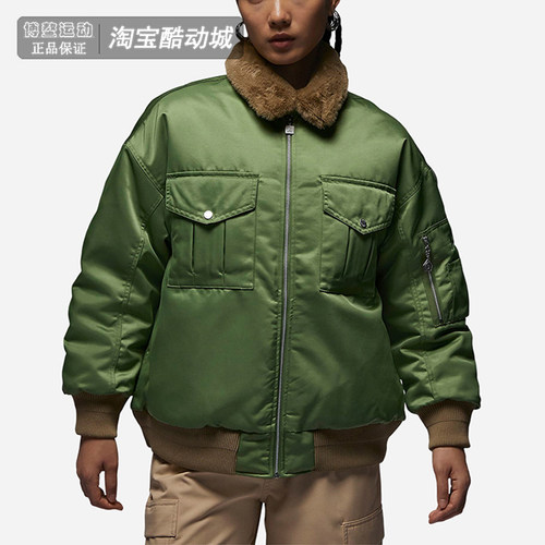 耐克女装翻毛领保暖运动棉服外套