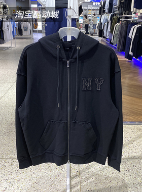 MLB针织夹克男女装2025秋新品NY大标运动服宽松连帽外套3ATRB0654