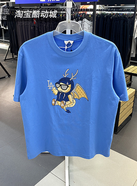 MLB短袖男女装夏季卡通印花纯棉圆领透气运动T恤3ATSQ0141-07BLL