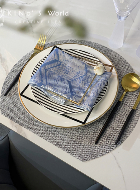 轻奢风黑白条纹组合样板房间摆件