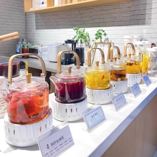 温茶玻璃茶具套装商用菊花茶花茶壶水果茶具蜡烛台煮茶炉温茶茶壶