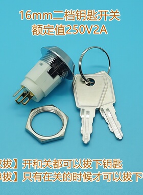 16mm电子锁开关二档电源锁门锁基站锁电梯配件S1605钥匙开关
