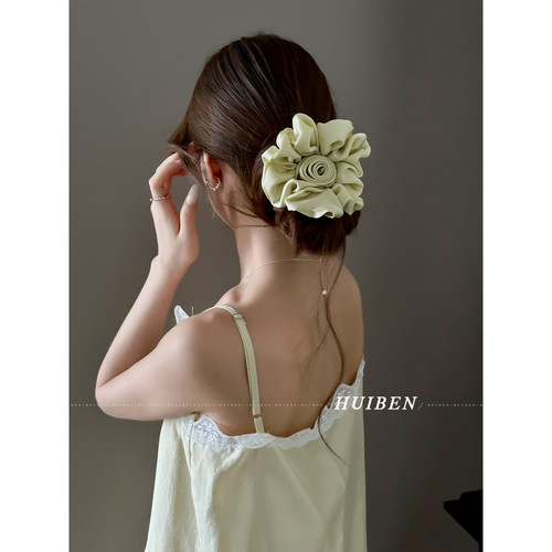 大朵玫瑰~高品质缎面头花大肠圈