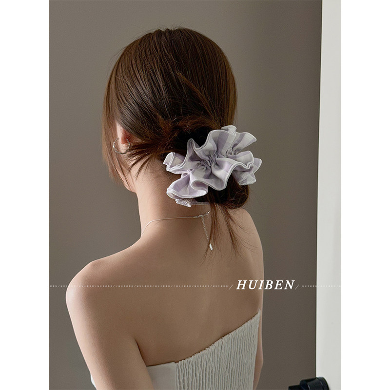 奶油紫~条纹双层大肠发圈头绳女ins氛围感重工高密马尾丸子头发绳,饰品/流行首饰/时尚饰品新,发饰,淘宝优惠券,粉丝福利购,淘宝优惠卷