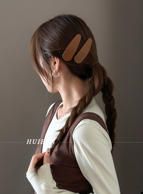 简单~皮质发夹女秋冬深色系刘海夹子碎发卡头饰侧边鸭嘴夹发饰品