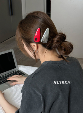 ins博主同款面包发夹女皮质字母刘海夹头饰高级感发卡侧边鸭嘴夹