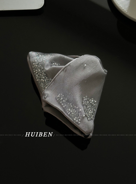 法式情绪~月光灰碎钻三角抓夹女高级感洋气鲨鱼夹后脑勺盘碎发夹