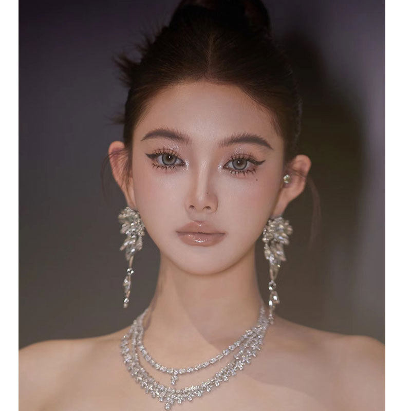 康康造型新娘耳环夸张镶钻长款轻耳钉