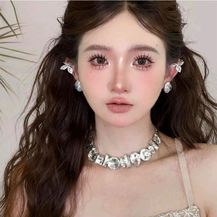 新款欧美镶钻项链夸张设计感小众锁骨链时尚气质新娘礼服晚宴配饰