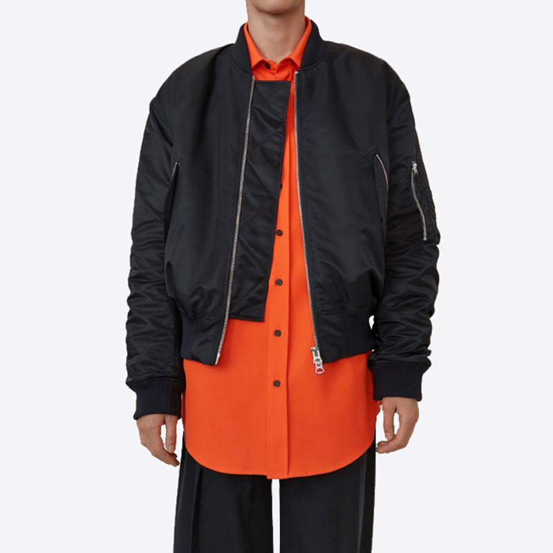 宽松秋冬飞行员夹克拉链设计师