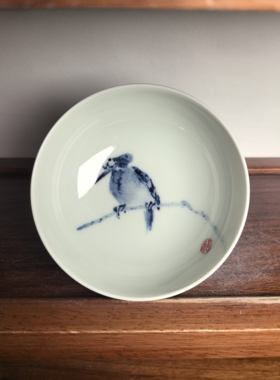 长物居柴窑烧制茶碗普洱杯景德镇瓷器手绘青花瓷主人杯品茗杯茶器