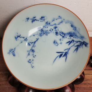 长物居手工陶瓷泡茶器茶碗景德镇瓷器手绘青花瓷茶具汝釉二才杯