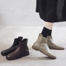 韩国东大门平底短靴女弹力瘦瘦靴2025秋冬新款 方头拉链ins潮袜靴