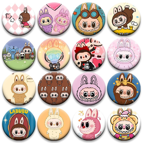 泡泡玛特拉布布labubu周边胸针徽章谷子吧唧痛包58MM装饰谷圈圆形