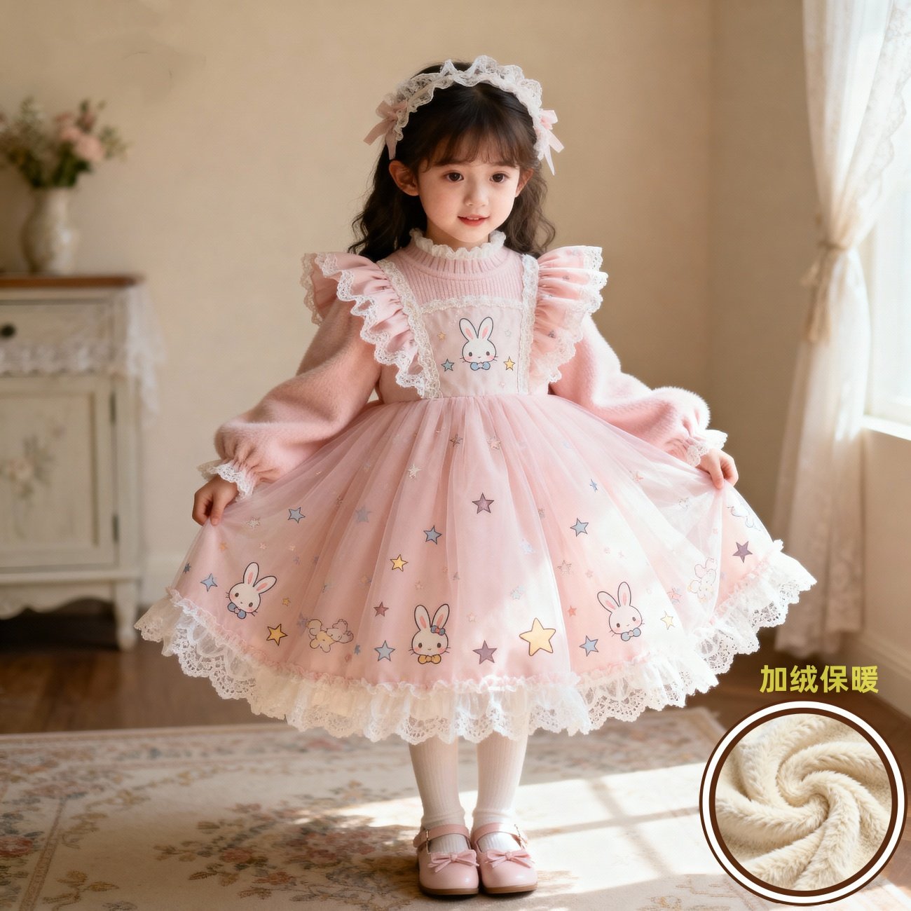 女童2025秋冬新款加绒连衣裙宝宝洛丽塔可爱公主裙生日甜美蓬蓬裙,童装/婴儿装/亲子装,连衣裙,淘宝优惠券,粉丝福利购,淘宝优惠卷
