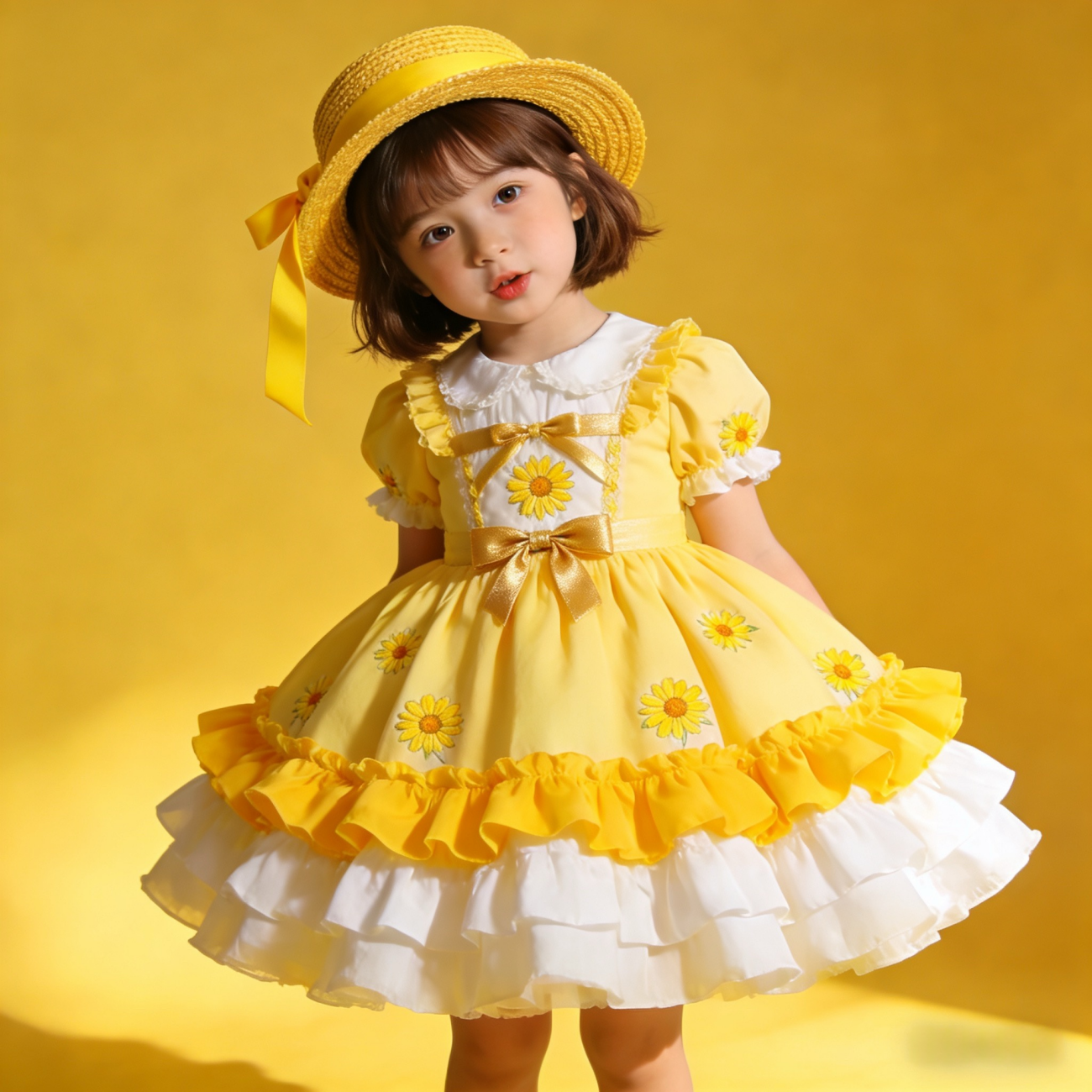 女童2026夏季新款连衣裙宝宝洛丽塔公主裙可爱印花蓬蓬小邹菊礼服