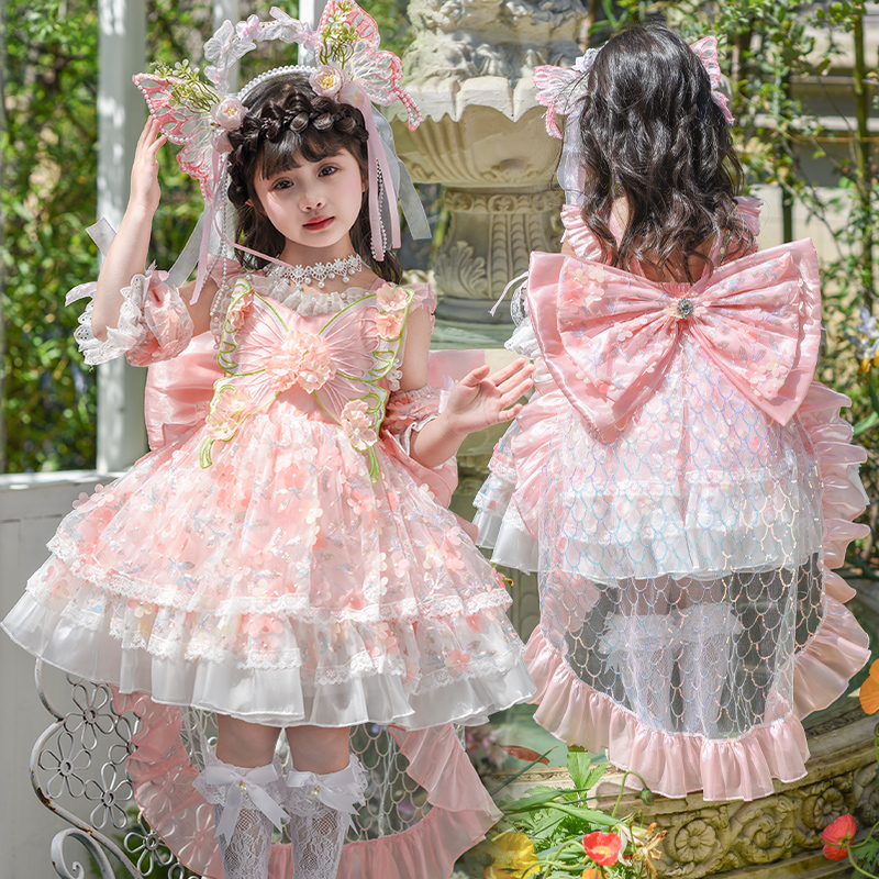 儿童夏季花仙子洛丽塔连衣裙小女孩洋气花童礼服裙蓬蓬纱公主裙潮
