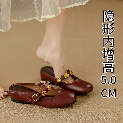 真皮复古包头拖鞋女2025新款春夏