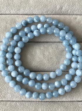 海蓝宝玉男女款三圈多层潮人手链