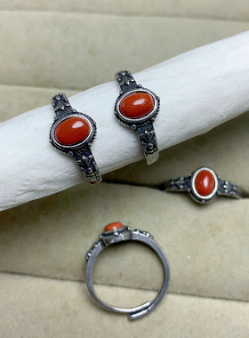 天然保山南红玛瑙戒指男女款复古