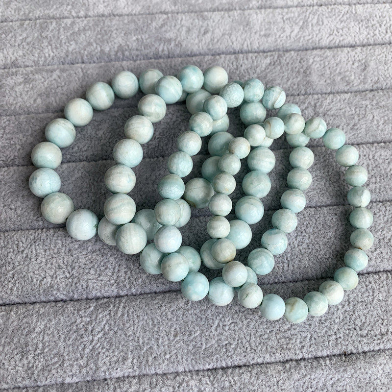 天然緑纹石手链碳酸盐质玉单圈手串类似与海纹石什纳钙石水晶饰品