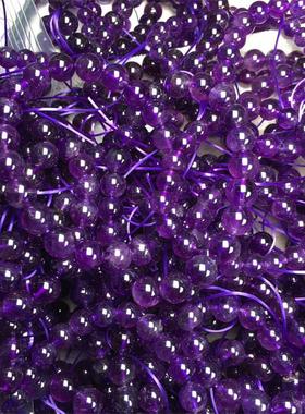 乌拉圭天然紫水晶手链女款晶体有棉裂单圈手串时尚水晶首饰品礼物